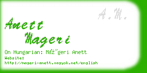 anett mageri business card